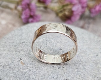 Silver Hammered Hidden Message Ring - Silver Ring, Personalised Ring, Message Ring, Hammered Ring, Handmade Jewellery, Gift For Her