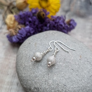 Silver Sparkle Bead Earrings - Silver Earrings, Drop Earrings, Beaded Earrings, Handmade Jewellery, Gift For Her