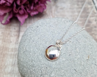 Pebble Necklace, Smooth Necklace, Silver Necklace, Necklace, Sterling Silver Pebble Necklace, Silver Pebble Pendant, Recycled Silver