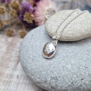 Silver Hammered Pebble Necklace - Silver Necklace, Pebble Necklace, Hammered Necklace, Handmade Necklace, Gift For Her