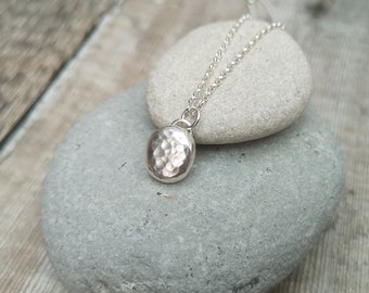 Pebble Necklace, SIlver Necklace, Hammered Necklace, Sterling Silver Necklace, Organic Silver Necklace, Sterling Silver, Necklace