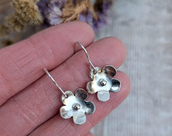 Silver Flower Earrings - Silver Earrings, Flower Earrings