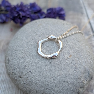 Silver Organic Circle Necklace - Silver Necklace, Organic Necklace, Circle Necklace, Handmade Jewellery, Handmade Necklace, Gift For Her