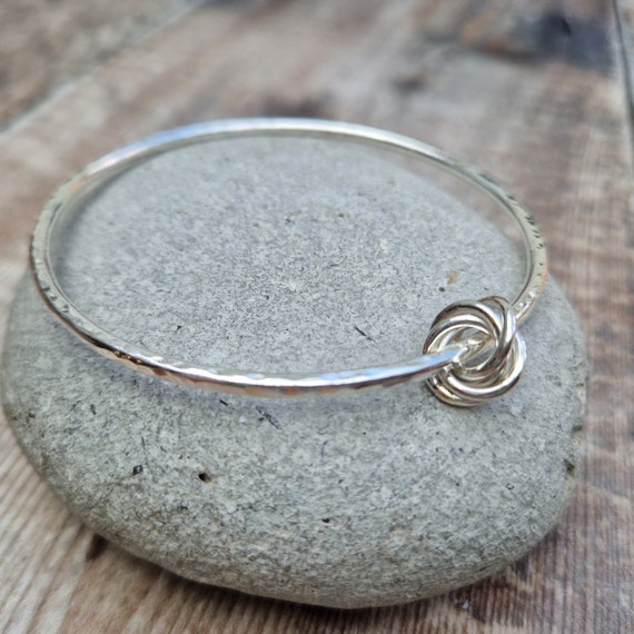 Silver Bangle Knot Bangle Friendship Bangle Hammered Bangle Solid Bangle Heavy Bangle Hallmarked Bangle Sterling Silver Bangle