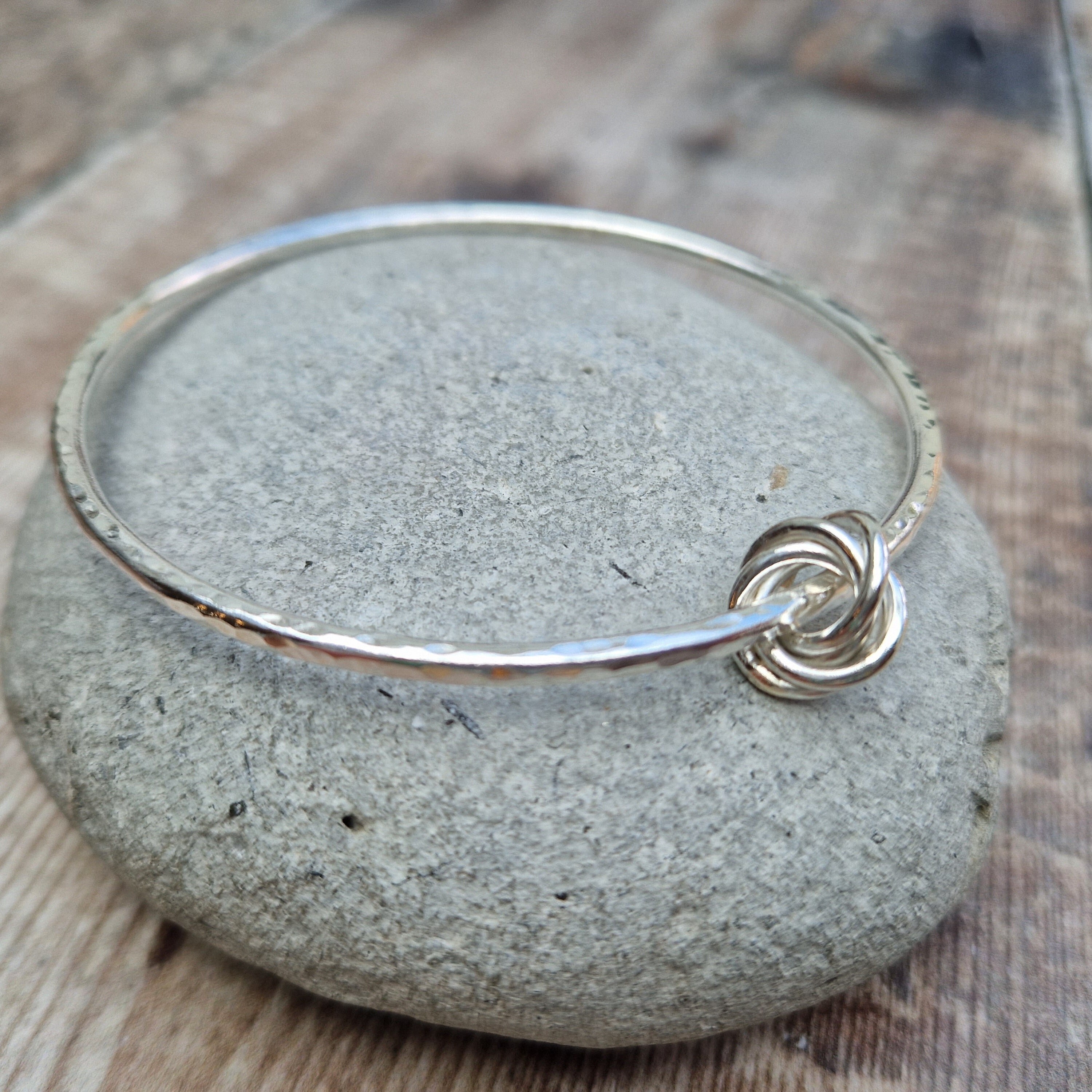 Silver Bangle Knot Bangle Friendship Bangle Hammered Bangle Solid Bangle Heavy Bangle Hallmarked Bangle Sterling Silver Bangle