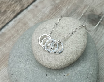 Silver Four Circle Necklace - Silver Necklace, Four Decades Necklace, 40th Birthday Necklace, Circle Necklace, Gift For Her