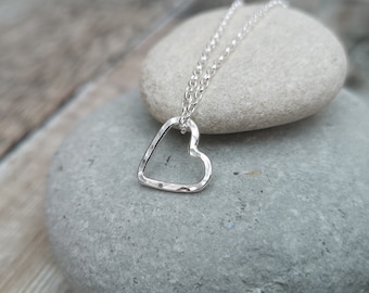 Silver Heart Necklace, Open Heart Necklace,  Silver Necklace, Heart Necklace, Heart Pendant, Silver Pendant, Gift For Her, Mothers Day