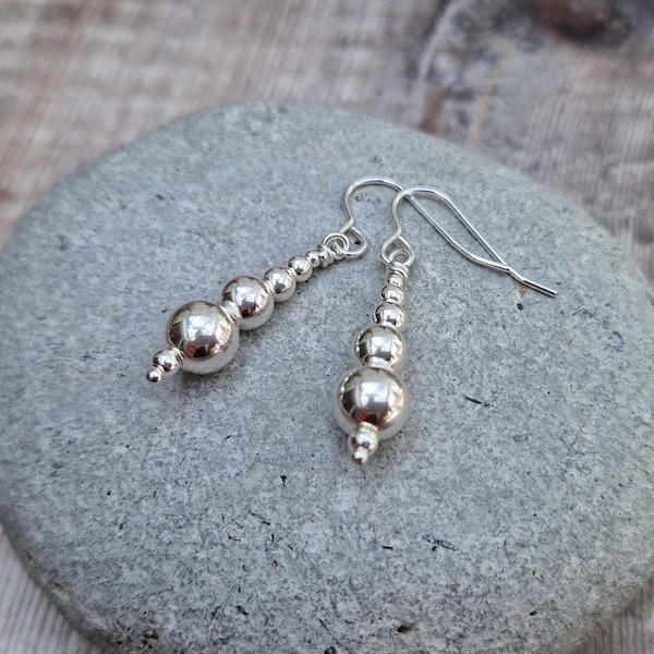 Silver Earrings, Silver Bead Earrings, Silver Drop Earrings, Sterling Silver Earrings, Earrings, Dangle Earrings