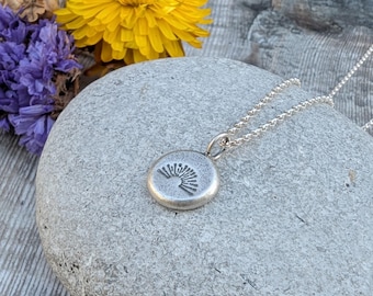Silver Pebble Stamped Sunburst Necklace – Silver Necklace, Sunrise Necklace, Sunset Necklace, Pebble Necklace, Gift For Her