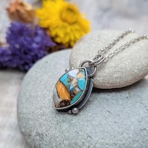 Silver Kingman Turquoise Necklace - Silver Necklace, Statement Necklace, Turquoise Necklace, Gemstone Necklace, Gift For Her