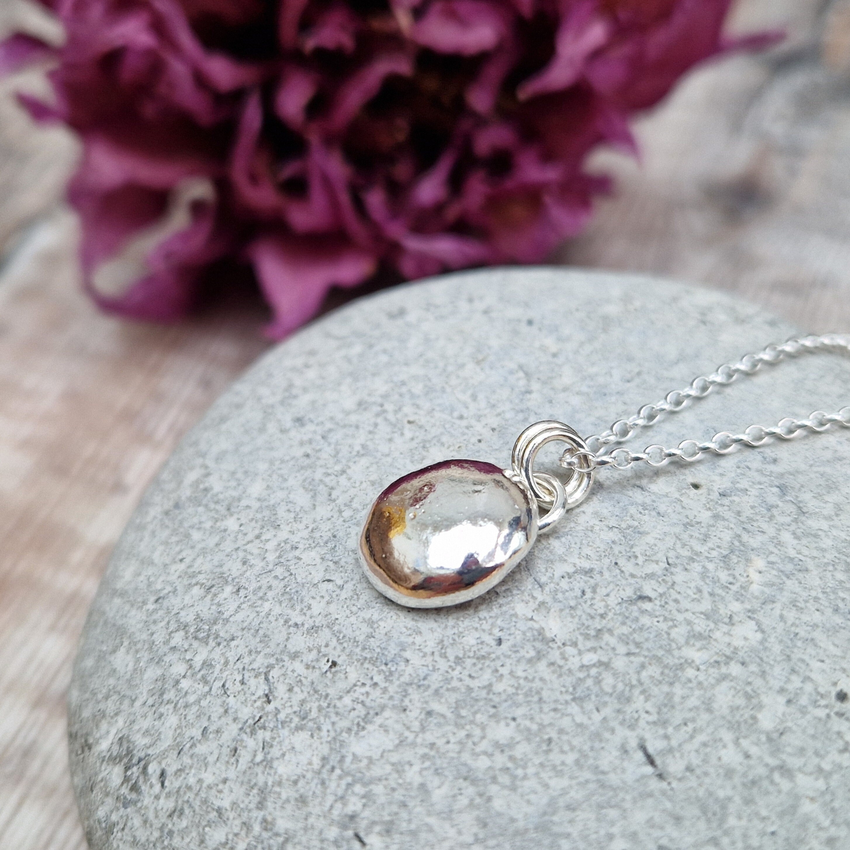 Silver Smooth Pebble Necklace - Silver Necklace, Necklace, Sterling ...