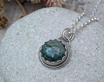 Collana in argento Hava Ridge Jasper - Argento Sterling, pietra preziosa, verde, gioielli fatti a mano, regalo per lei
