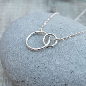 Silver Interlinked Circle Necklace - Silver Necklace, Double Circle Necklace, Circle Necklace, Handmade Jewellery, Gift For Her