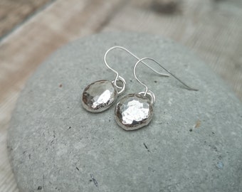 Silver Earrings, Pebble Earrings, Earrings, Hammered Earrings, Silver Pebbles, Handmade Earrings, Drop Earring, Mothers Day