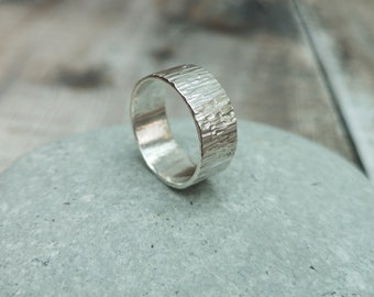 Sterling Silver Ring, Wide Ring, Thumb Ring, Hammered Ring, Silver Ring Band, Bark Ring, Textured Silver Ring, Chunky Silver Ring, Ring