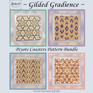 Pattern bundle for peyote coasters- Gilded Gradience - 4x PDF English