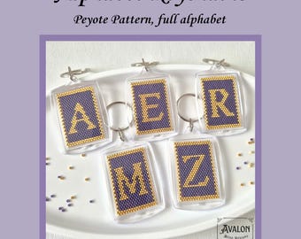 Vorlage für Peyote-Schlüsselanhänger - Alphabet A-Z - PDF Englisch (gerade Anzahl)