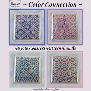Pattern bundle for peyote coasters - Color Connection - 4x PDF English