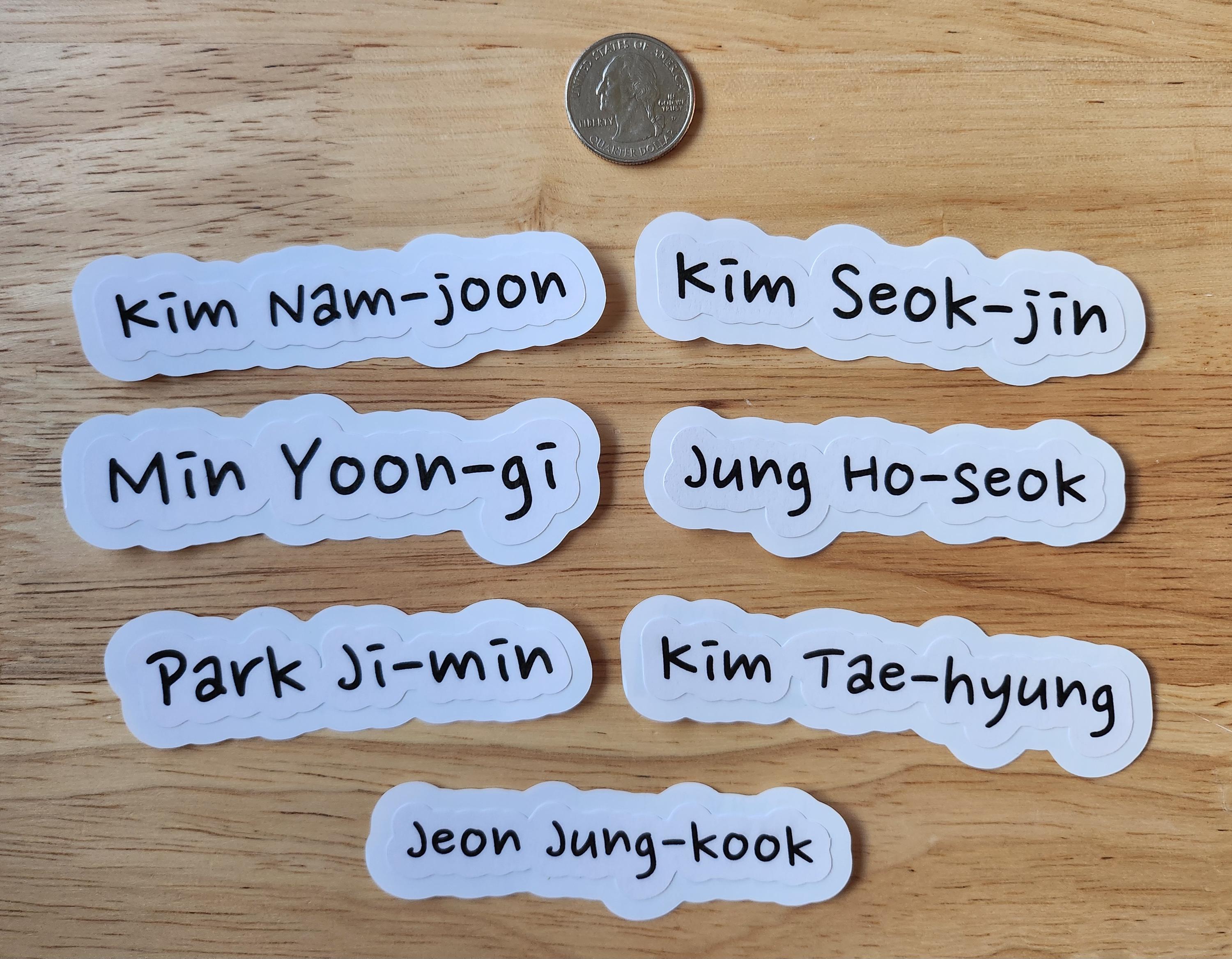 ARMY!!! BTSメンバーの名前入りステッカー。防水・防裂ビニール