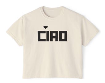 Ciao Graphic Tee: Comfort Colors Boxy T-Shirt, Italy Travel Shirt