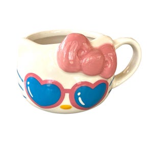 Hello Kitty Mug 15oz – Cute Sunglass Hello Kitty Coffee Cup – Best Gift for Her, Hello Kitty Lover Gift, Kawaii Sanrio Mug Fun Cool Cat Vibe
