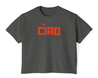 Camiseta gráfica Ciao, camiseta corta de corte cuadrado, teñido pigmentado, algodón estadounidense