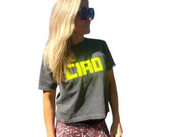 Ciao cropped T-shirt met grafische print: oversized boxy T-shirt met comfortabele kleuren