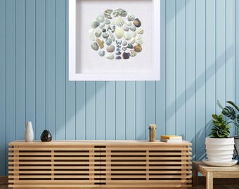 Handmade Seashell Shadow Box Art – Coastal Beach Decor (9x9)