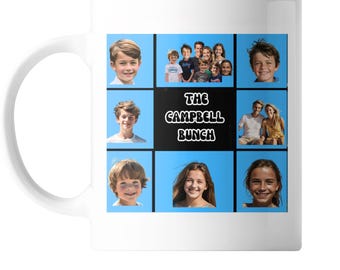 Personalized Family Photo Mug, Brady Bunch Inspired Gift