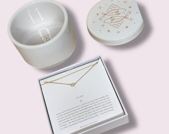 Pisces Zodiac Birthday Gift – 14K Gold Plated Gemstone Necklace & Jewelry Box