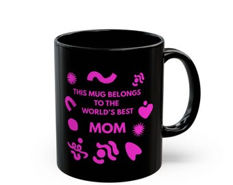 Trendy Abstract Black and Pink Coffee Mug for Mom