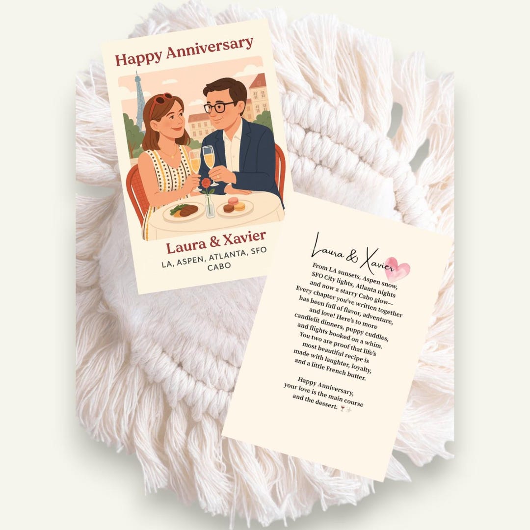 Custom Portrait Anniversary Card | Personalized Couple Illustration ...