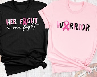 Her Fight is Our Fight Shirt, Custom Breast Cancer Support Tshirt, Cancer Warrior Shirt, Pink Ribbon Shirt, Family Cancer Awareness Team Tee