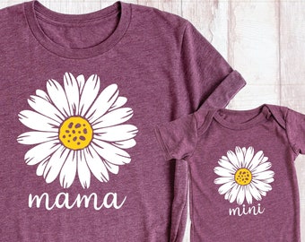 Daisy Mama Mini Shirt Matching, Custom Mothers Day Shirts, Floral Mom and Baby Outfit, Mother Daughter Shirt, New Mom Shirt, Cute Baby Shirt