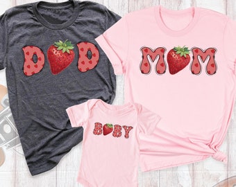 Mom Dad Berry Birthday Tee Shirts Matching Family Strawberry Tee, Mommy Daddy Baby Outfit, Custom Family Strawberry 1st Birthday Party Shirt