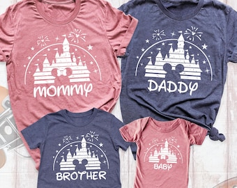 Disney Family Trip Matching Shirts Retro Castle 2025 Tee, Custom Disneyland Vacation Shirt, Disneyworld Shirt, Mickey and Minnie Disney Tees