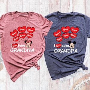Custom Grandma Grandpa Disney Shirts, Grandkids Names Tee, Matching Grandparents Shirt, Disneyland Trip Tshirt, Disney Valentines Day Outfit