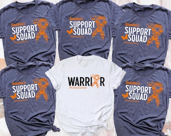 Support Squad Kidney Cancer Shirts Orange Ribbon Awareness Tee, Custom Kidney Cancer Shirt, Cancer Warrior Shirt, Leukemia Cancer Team Shirt