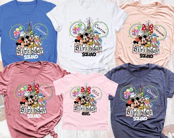 Custom Disney Birthday Squad Shirts Mickey Minnie Tee, Girl Birthday Shirt, Birthday Family Disney Trip Shirt, Disneyland Birthday Boy Shirt