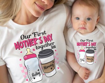 Our First Mothers Day Shirt, 2025 Mothers Day New mom baby shirt, First Mothers day Mommy girl baby shirt, mothers day matching mom baby tee
