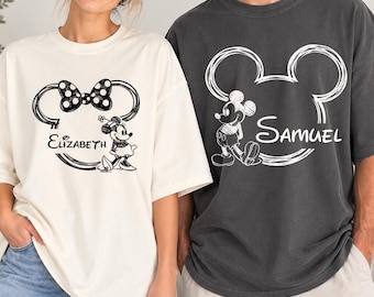 Comfort Colors Disney Couple Shirts, Vintage Minnie Shirt, Matching Disney Shirt, Retro Mickey Shirt Disney Women Shirt,Custom Disney Shirts