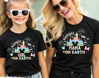 Disney Mama Girl Happiest Mama On Earth Matching Shirt Tee, Mothers Day Shirt Disney Family Shirts, Mommy Daughters Tees, Mama Mini shirts