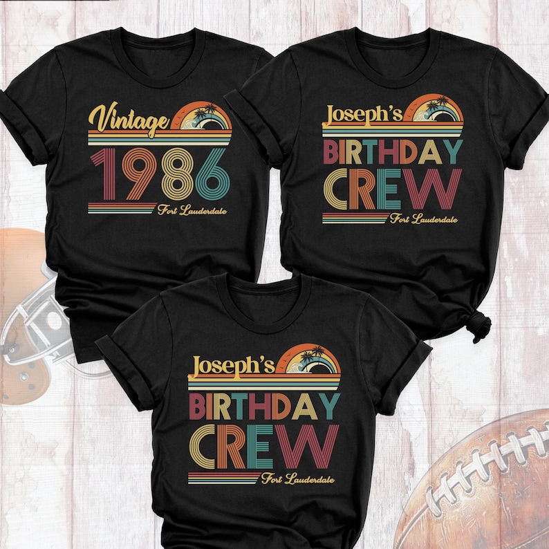 Vintage 1986 Shirt Matching Birthday Crew Tee Shirts, Custom Birthday Trip Shirt, Family 40th Birthday Party Shirt, Retro Bday Group Outfits image 1