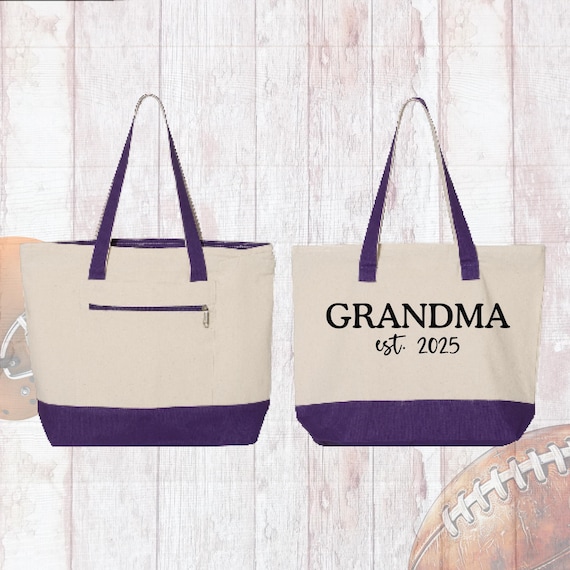Grandma est 2025 tote bag, Custom two color tote bag, first time grandma tote bag, mothers day tote bags, grandma est bag, Grammy tote bags