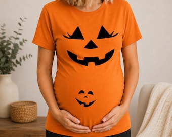 Pumpkin Face Maternity Shirt, Halloween Shirt , Halloween Mom Baby Shirt, Halloween Pregnancy Reveal Tee, Funny Halloween Tshirt, Spooky Tee