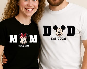 Disney Minnie Mickey Mom Dad Shirt Family Matching Couple Tee, New Mom New dad tee Disney Grandma Papa Grammy Tee Tshirt, Mom birthday Shirt