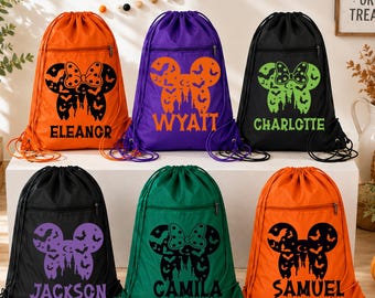 Disney Halloween Bag, Disney trick or treat bag Custom Halloween bag, Gift Halloween Treat Bag Halloween Minnie Bag Halloween Mickey Bag