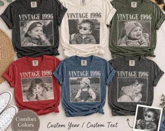 Custom Vintage Photo Shirt, Comfort Colors Shirt Photo Shirt Family Picture shirt Your Photo Shirt Personalized Logo Shirt Custom Name Shirt