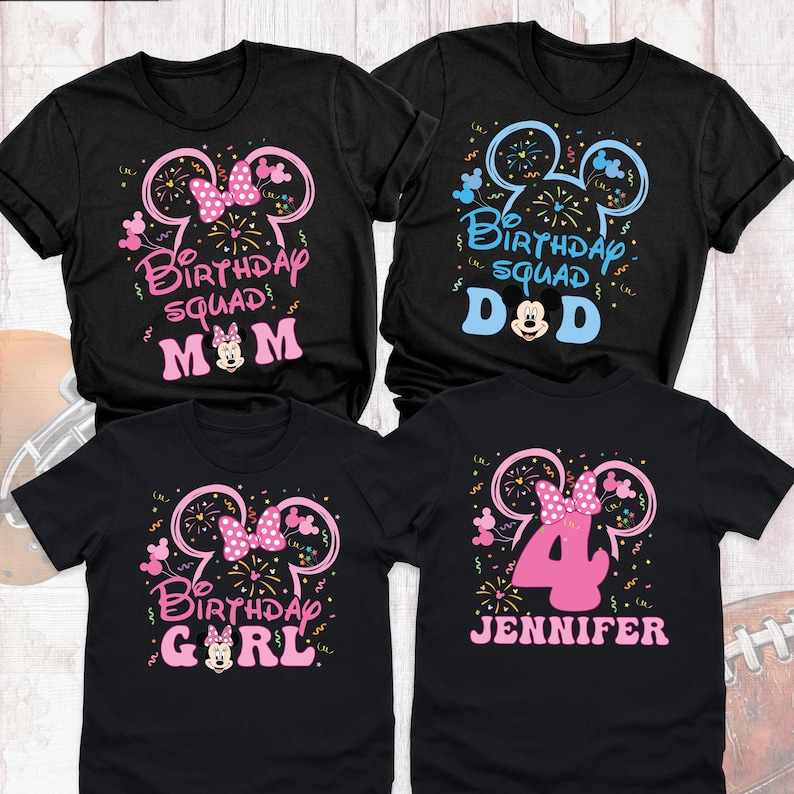 Minnie Mouse Birthday shirt Disney Girl Shirts, Disneyland Kids Birthday Tee, Fourth Birthday Outfit, Bday Family Tee My 4th Birthday Tshirt image 1