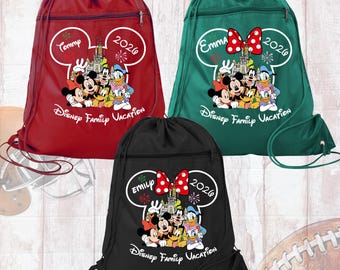 Personalized Disney Drawstring Bag Minnie Mickey Bag, Disneyland bag kids, Custom Disney trip bag kid, Kids Disney Travel Bag, Kids Name Bag